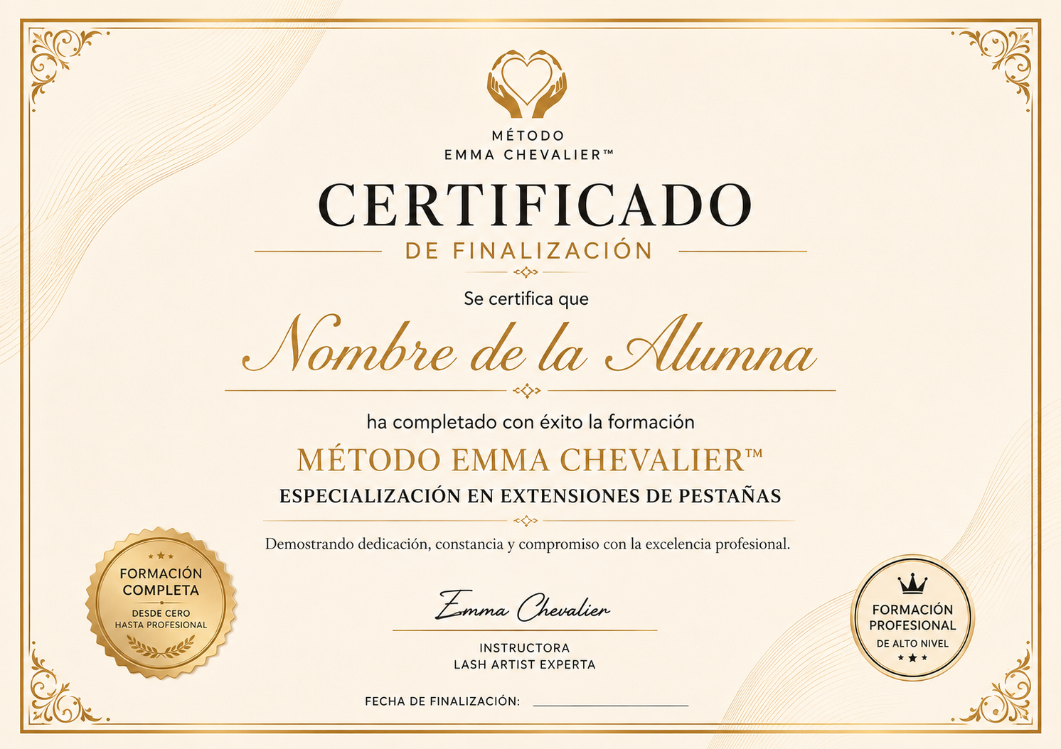 Certificado de formación Método Emma Chevalier