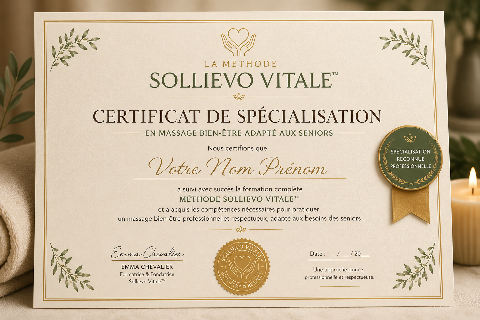 Certificat de participation Sollievo Vitale